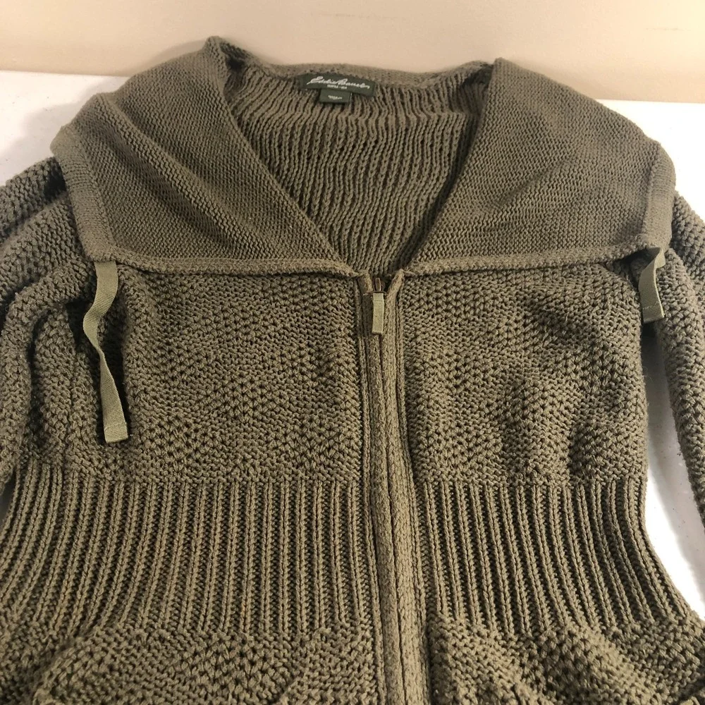 Eddie Bauer Womens Crochet Cardigan Green Lagenlook Cottagecore Cabincore Cozy - Picture 7 of 8